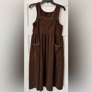 DAZY Brown Corduroy Pinafore Jumper Dress Cottagecore Size Medium